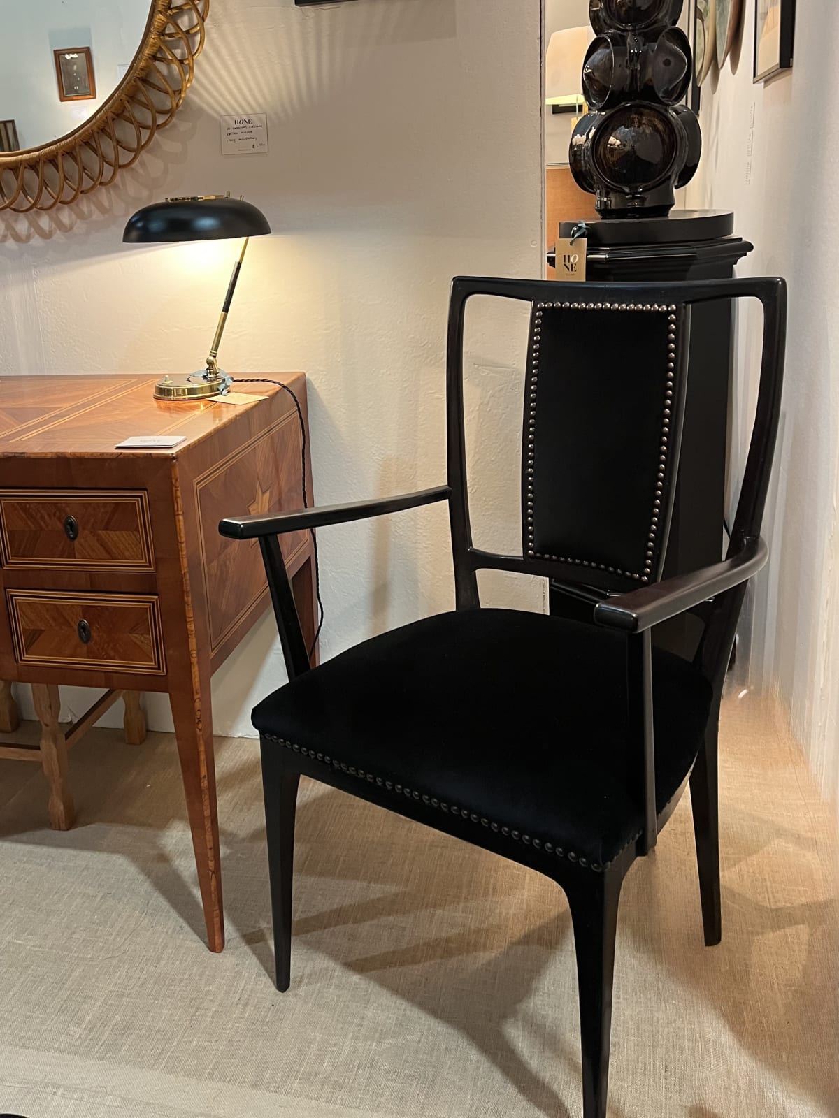Italian, A Pair of Ebonized Armchairs, Circa 1950s