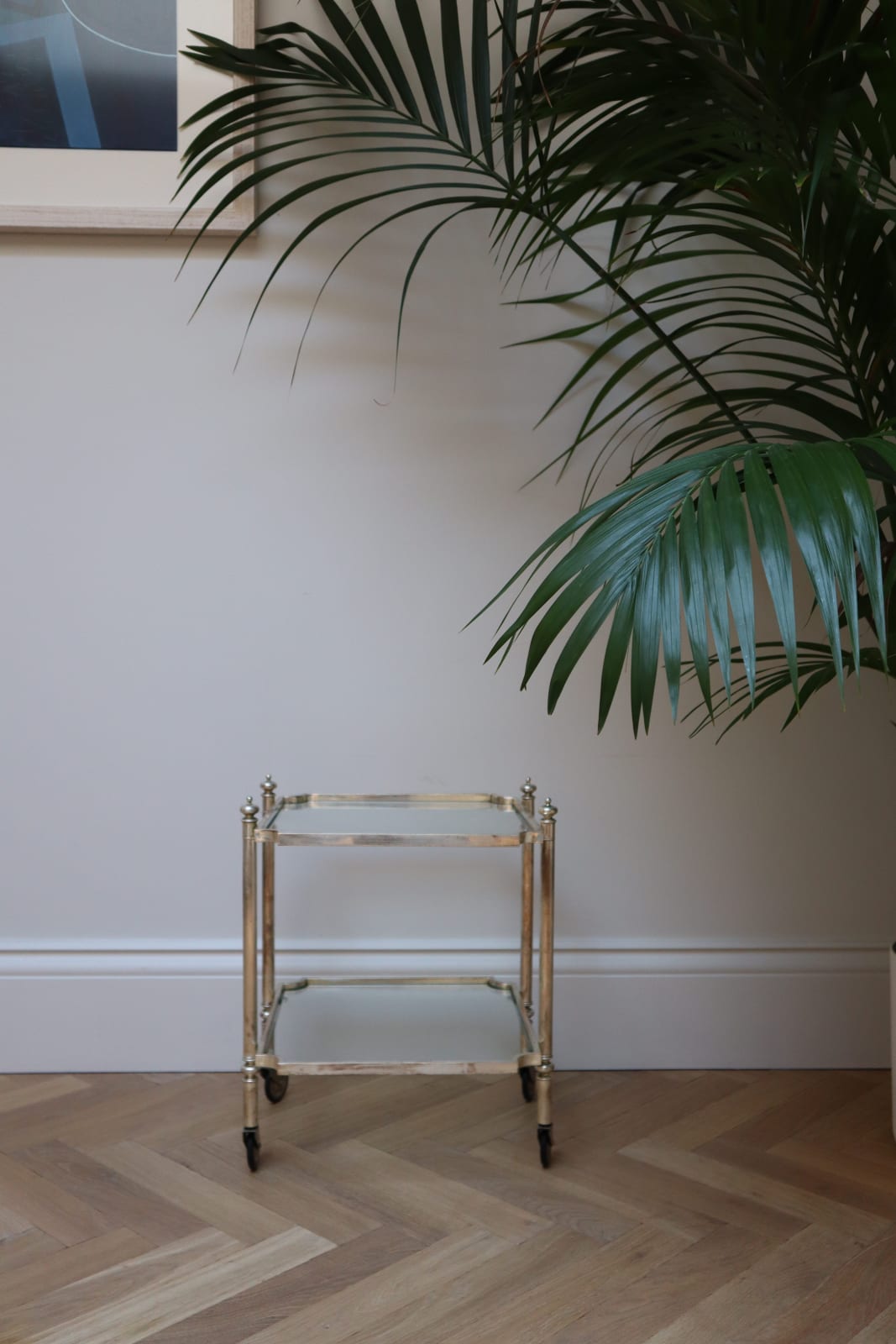 Italian, A Pair of Small Silver Metal Side Tables, Midcentury