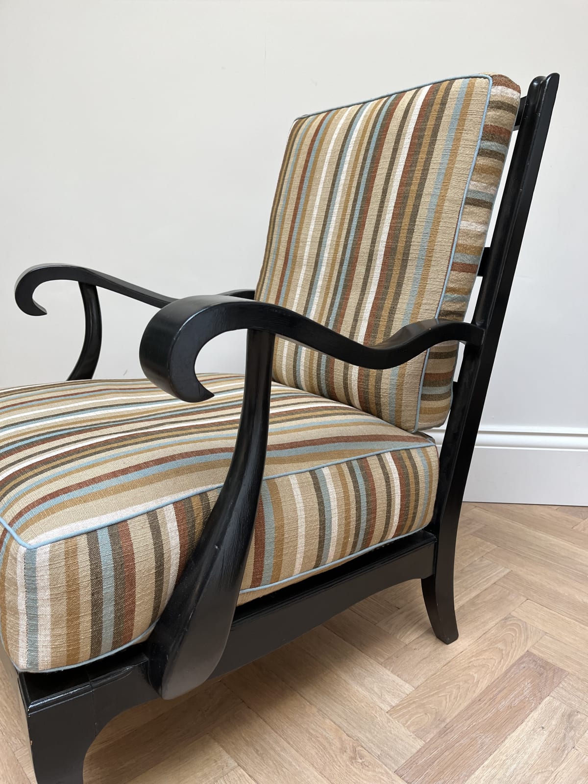 Italian, A Pair of Ebonized Armchairs, Circa 1950s