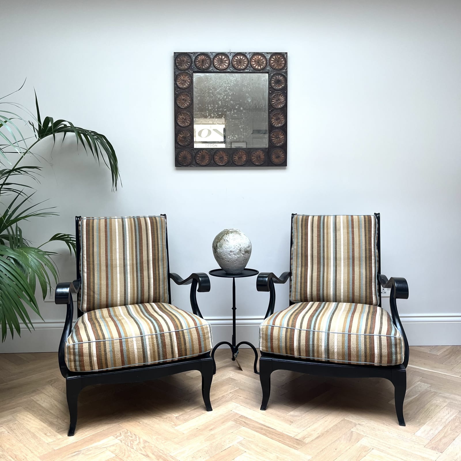 Italian, A Pair of Ebonized Armchairs, Circa 1950s