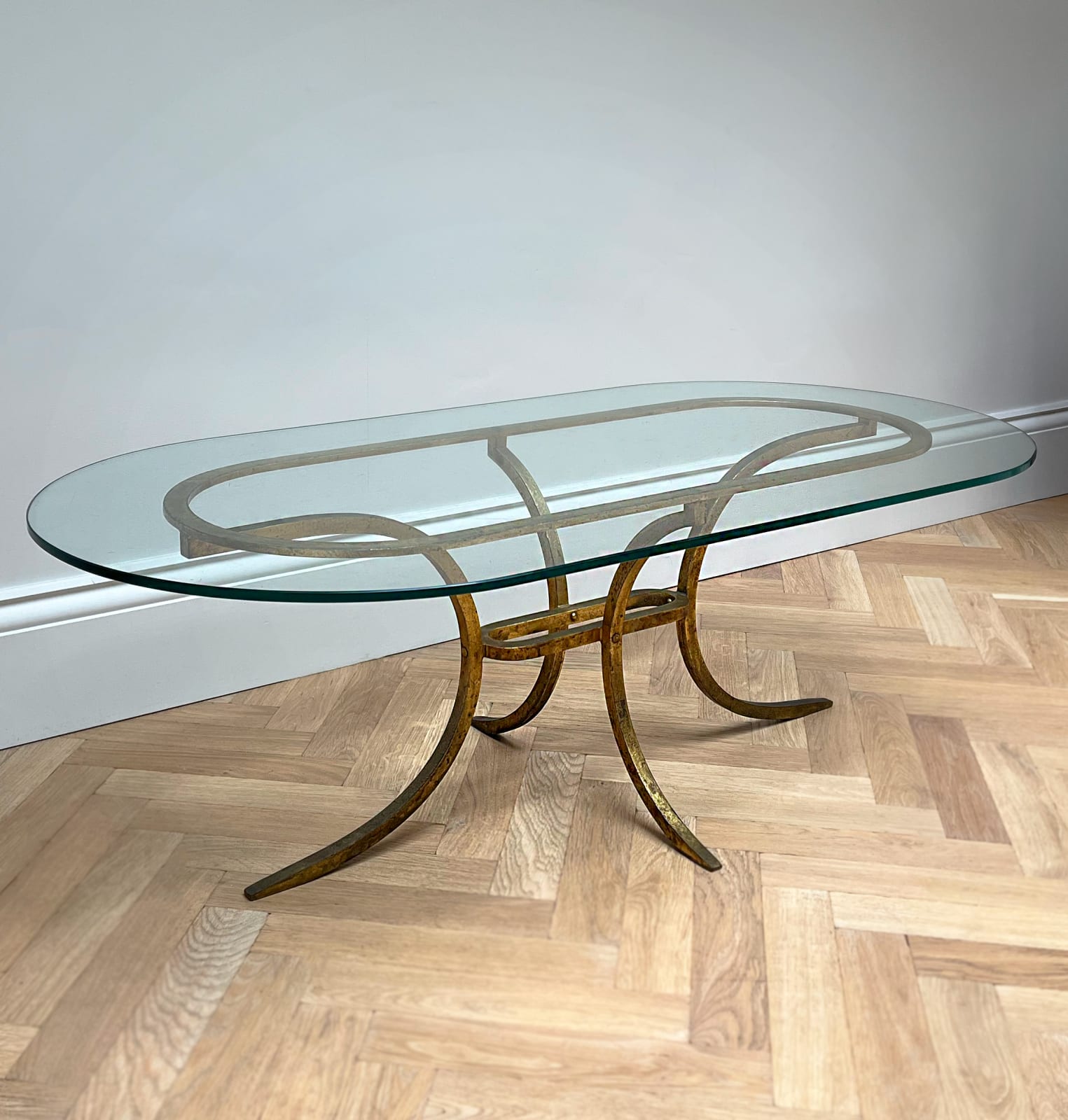 Robert Thibier, A Glass and Metal Coffee Table, 20th century