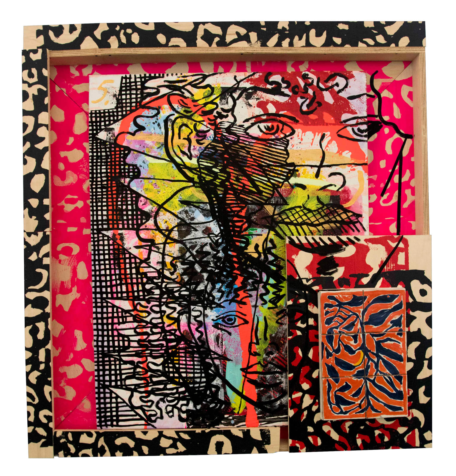 Francisco Vidal Mozkika 2, 2022 Mixed media on canvas and wood 155,5 x 146 x 21 cm