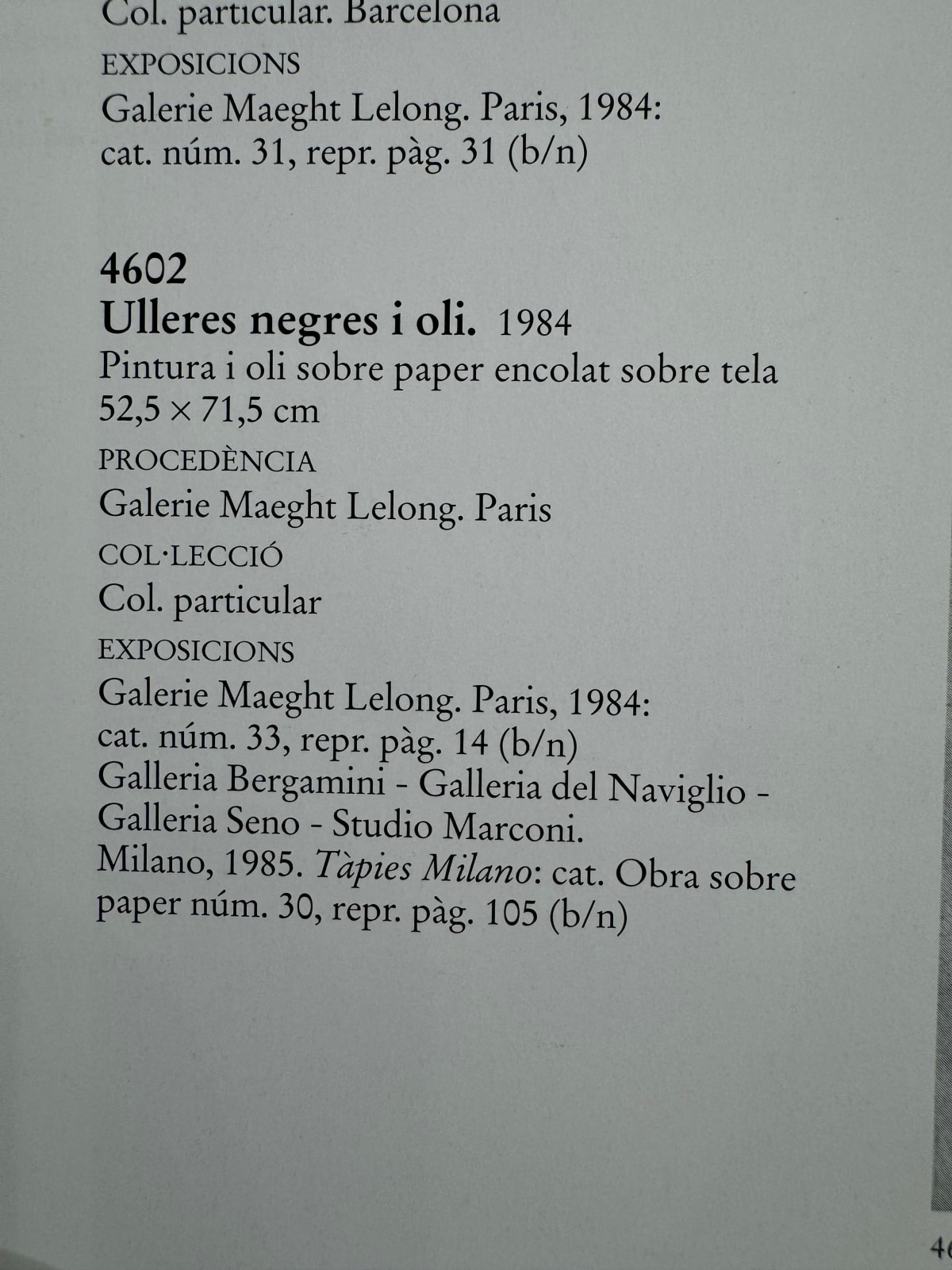 ANTONI TAPIES, Ulleres negres i oli, 1984