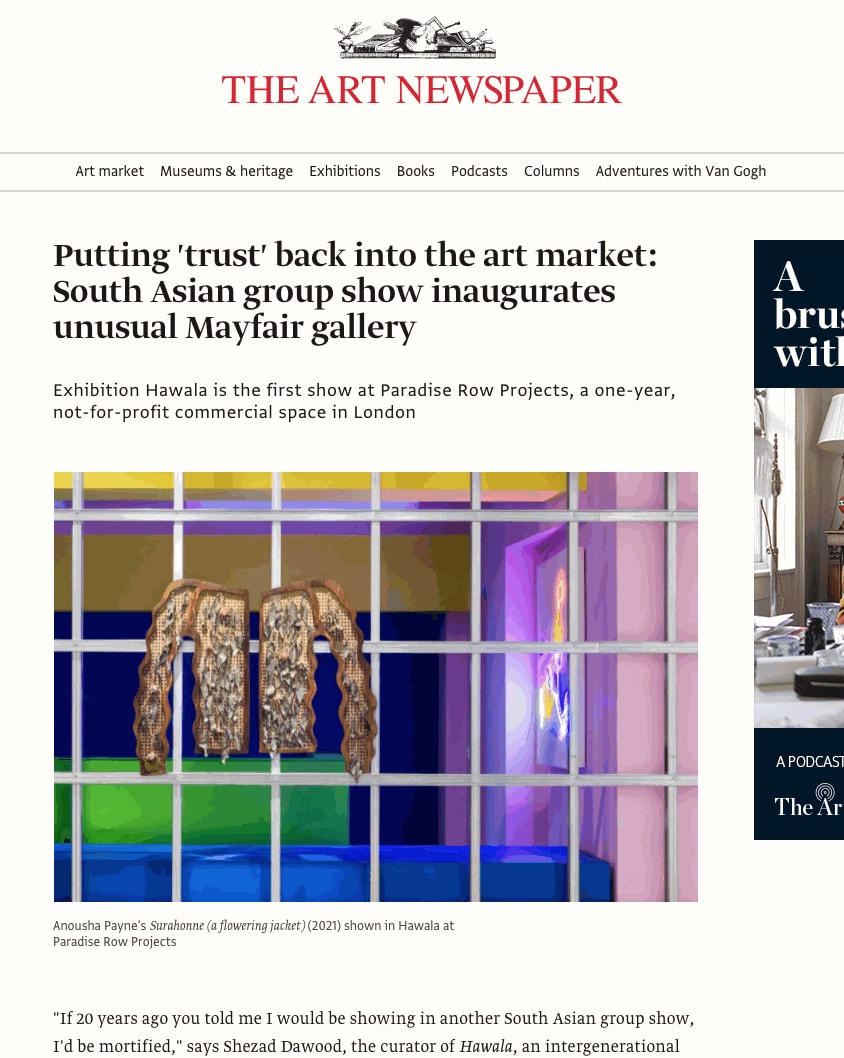 The Art Newspaper Putting 'trust' back into the art market: South Asian group show inaugurates unusual Mayfair gallery Kabir Jhala 22 October 2021