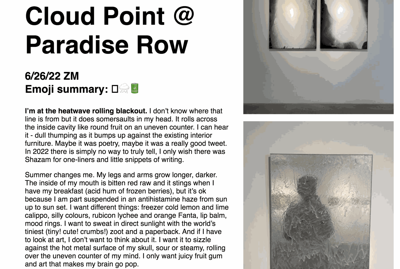 The White Pube Cloud Point @ Paradise Row 26 June 2022