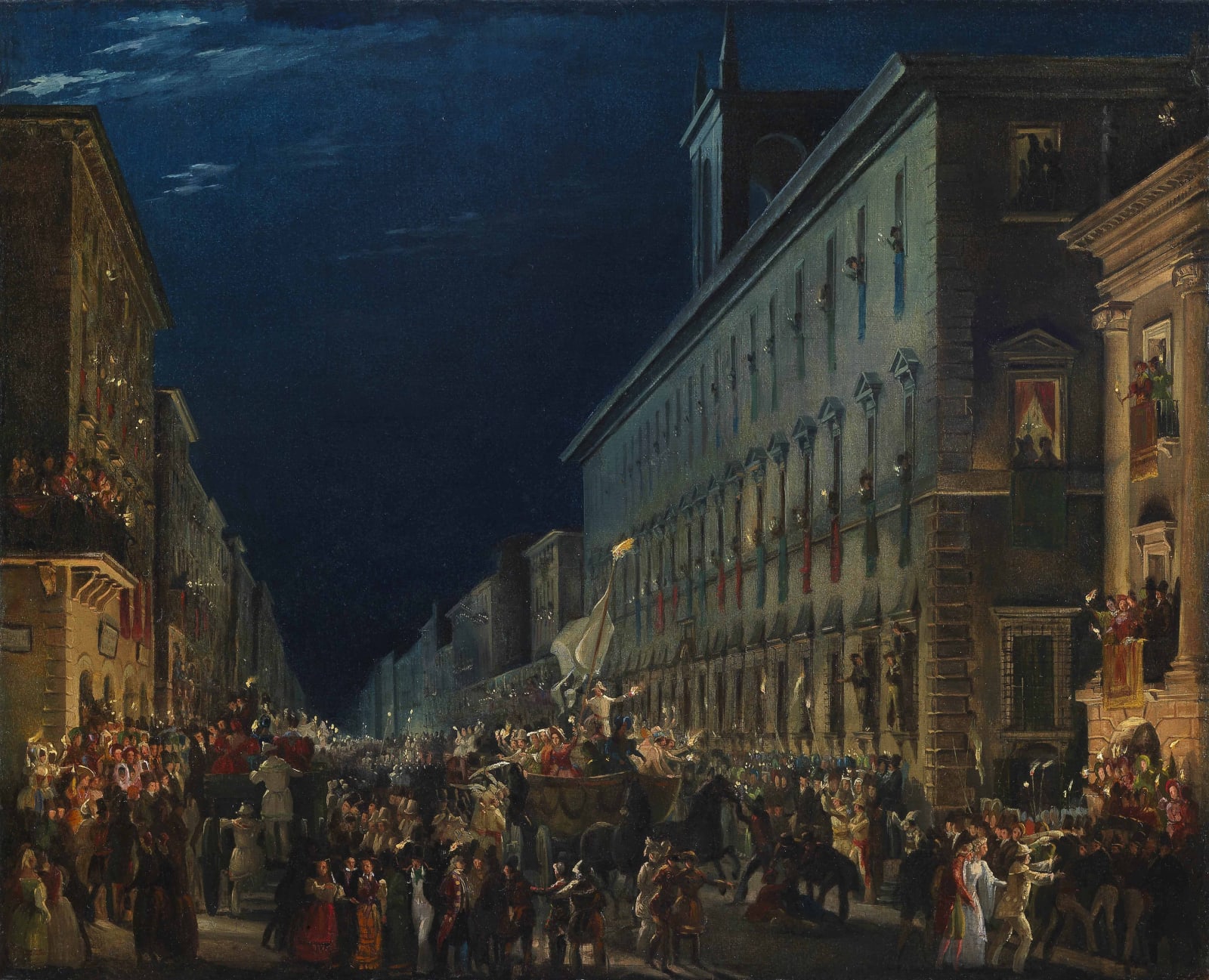 IPPOLITO CAFFI, Carnival night in via del Corso in Rome.
