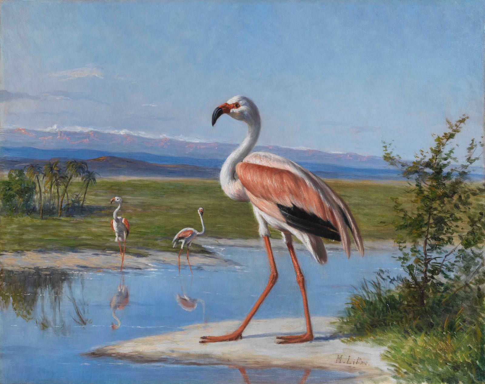French school, Flamingoes, 20th century