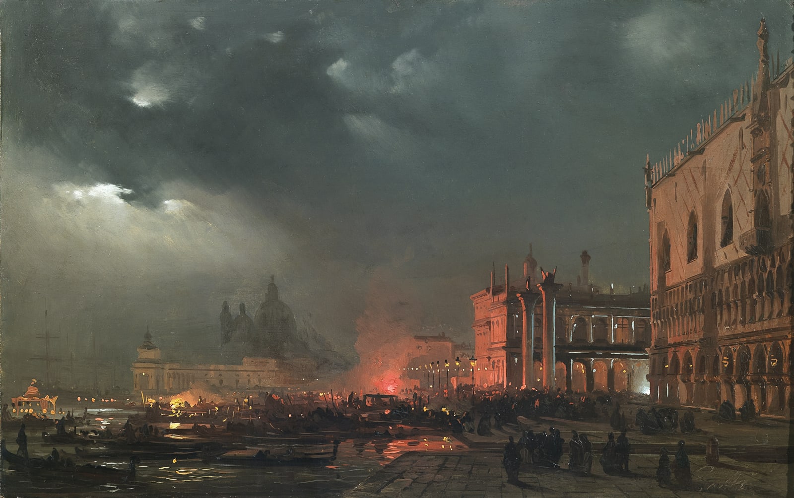 IPPOLITO CAFFI, Nighttime celebrations on the Grand Canal in Venice, held to mark the visit of Emperor Ferdinand I of Austria in 1838 ca., 1838 ca.