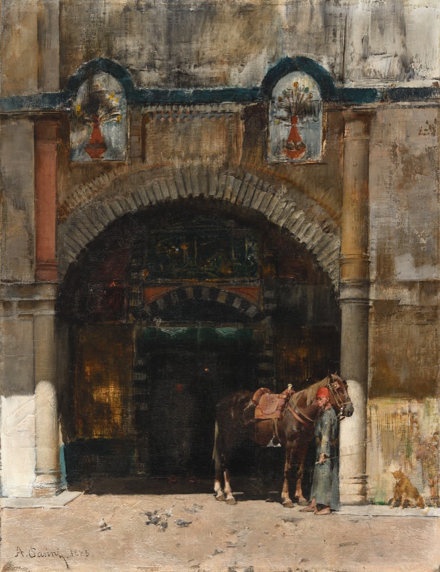 ALBERTOPASINI, Visite to the Mosque. Souvenir of the East, 1885