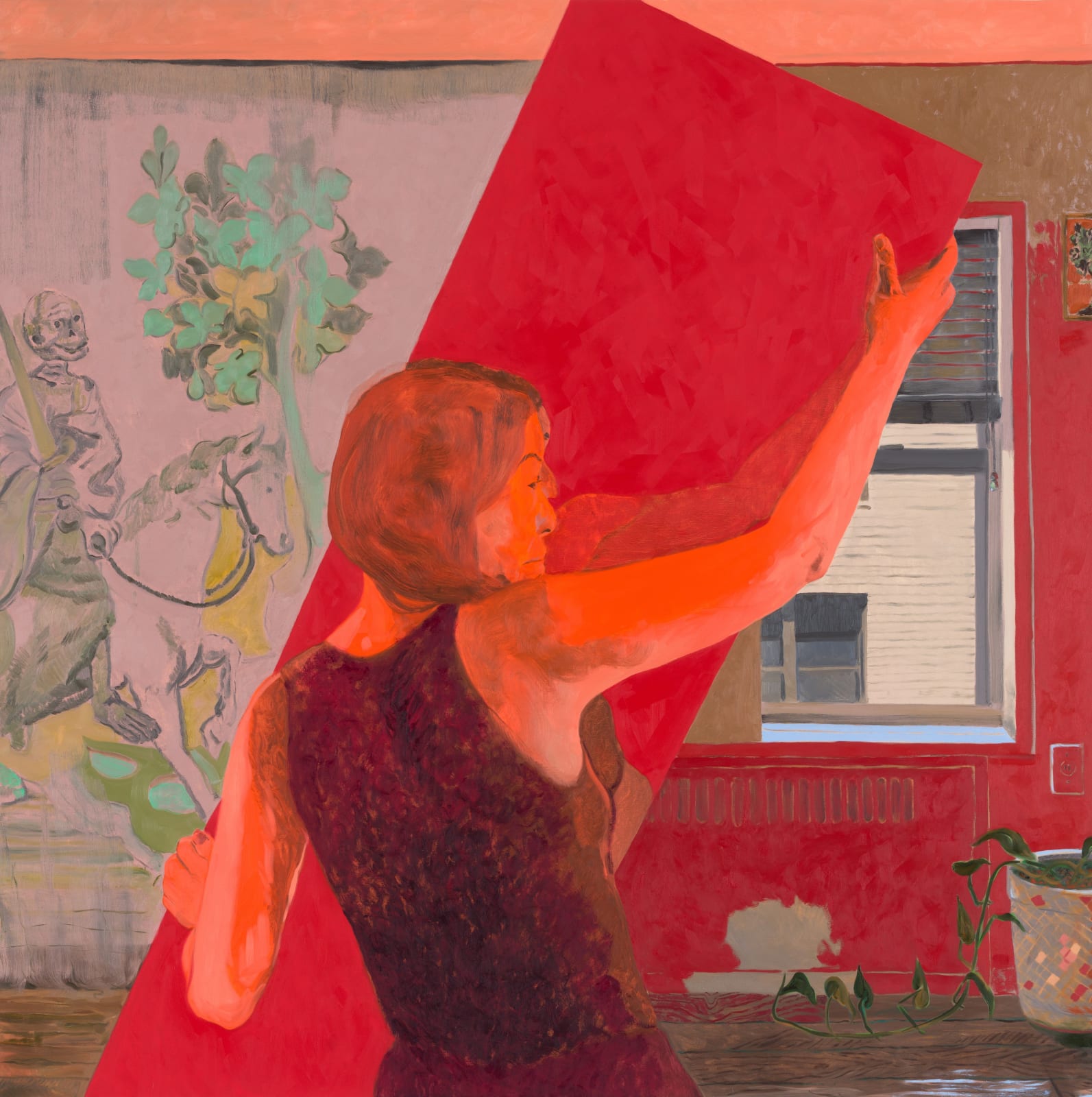 Anthony Cudahy, Lily and mirror with Apocalypse Tapestry, 2022