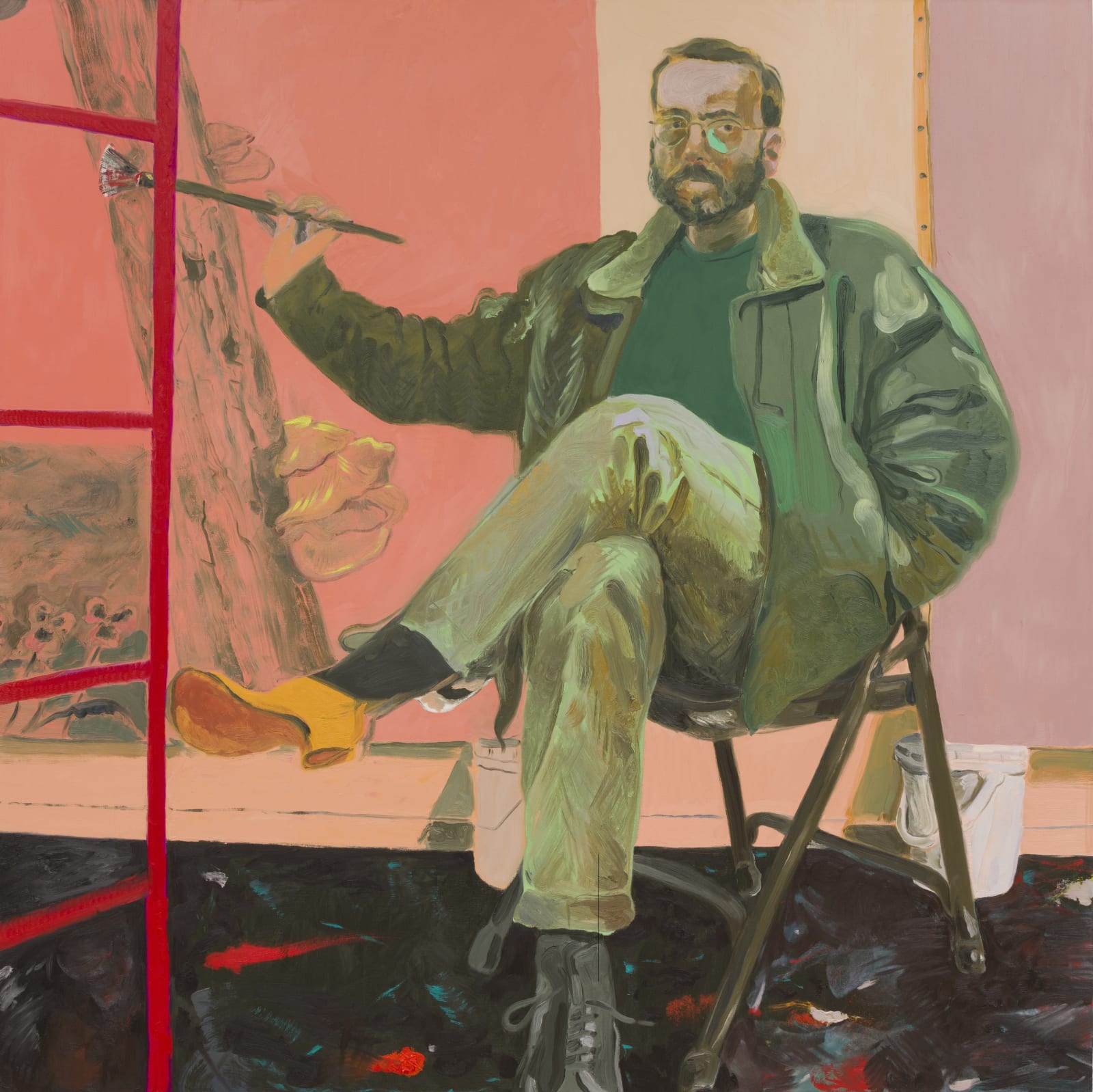 Anthony Cudahy, Self-portrait with ladder (for Joan Brown & Francis Bacon), 2021