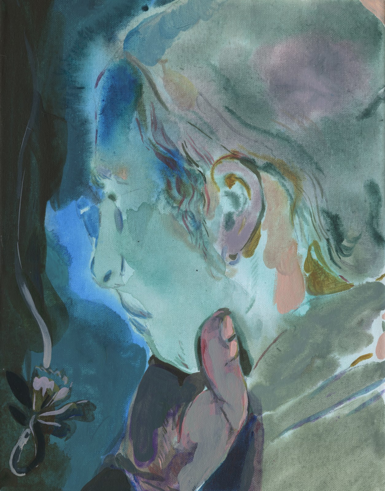 Anthony Cudahy, Blue Ian with flower, 2020