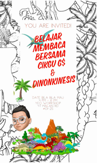 Children’s Reading Programme: Belajar Membaca Bersama Cikgu G$ & Dinonkinesis