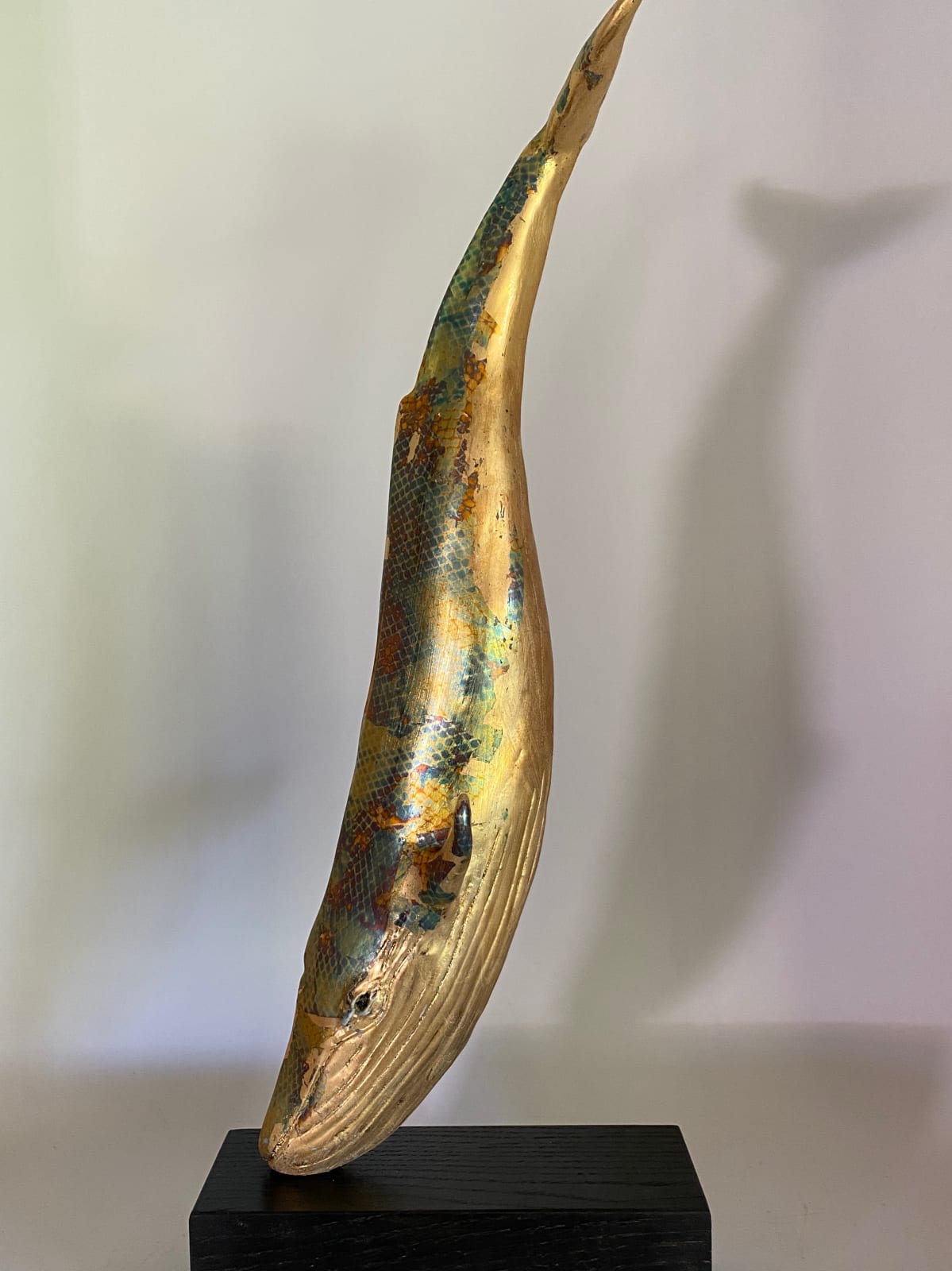 Jennie McCall, Golden Whale on Blackened oak base.
