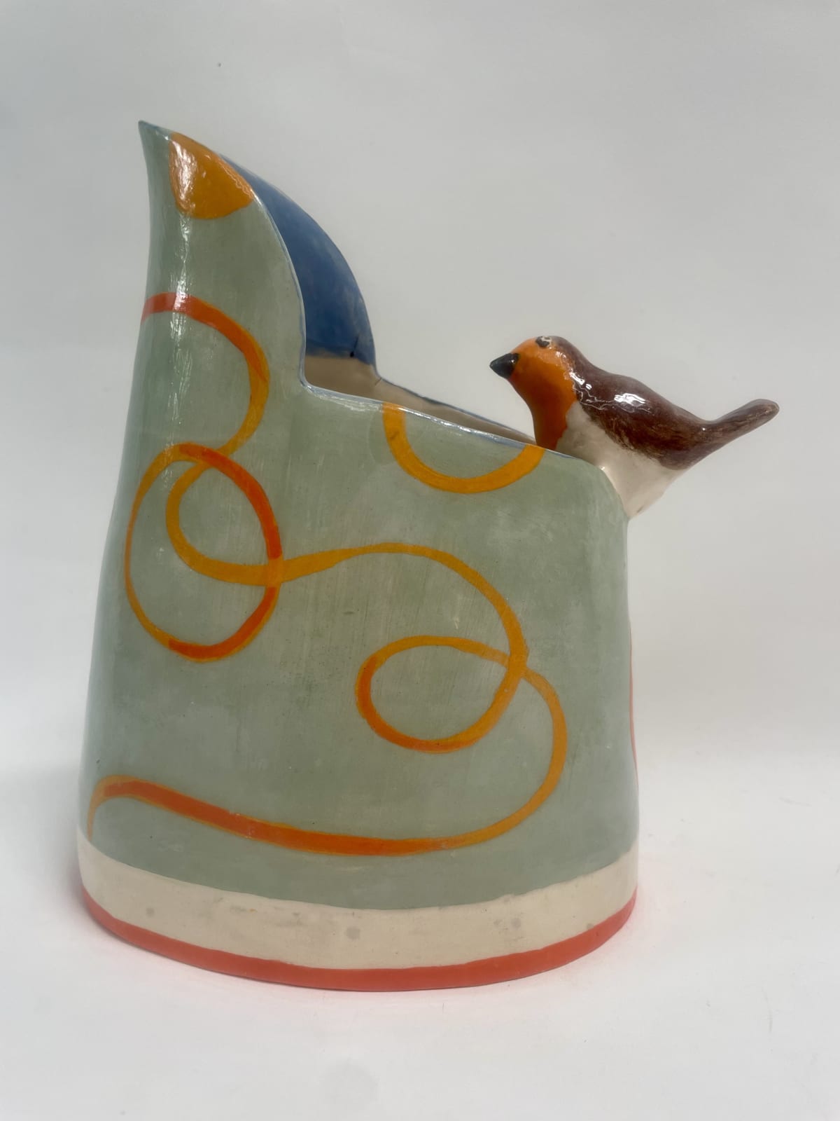 Laurance Simon, Small Blue Robin Ribbon Jug