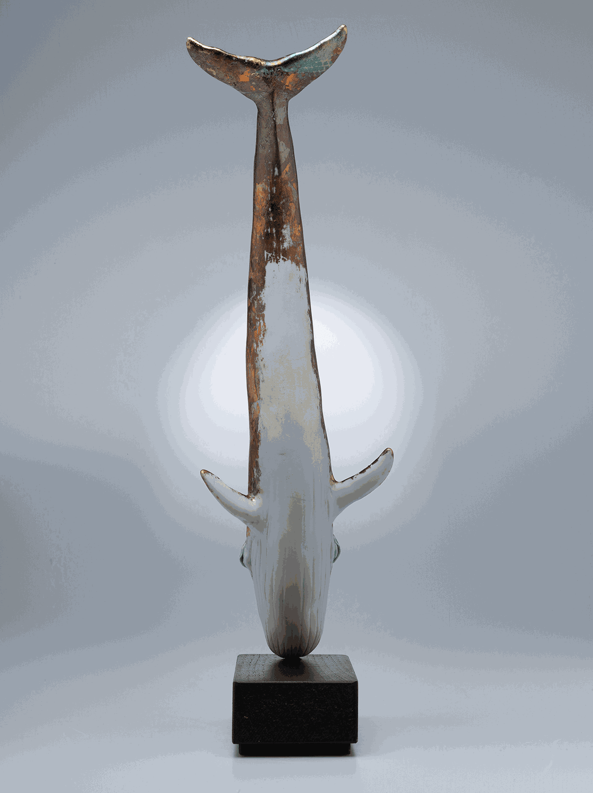 Jennie McCall, Golden Whale on Blackened oak base.
