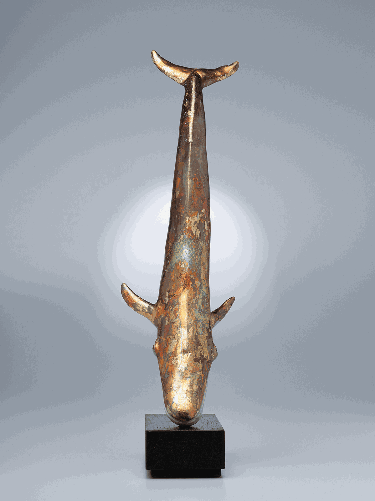 Jennie McCall, Golden Whale on Blackened oak base.