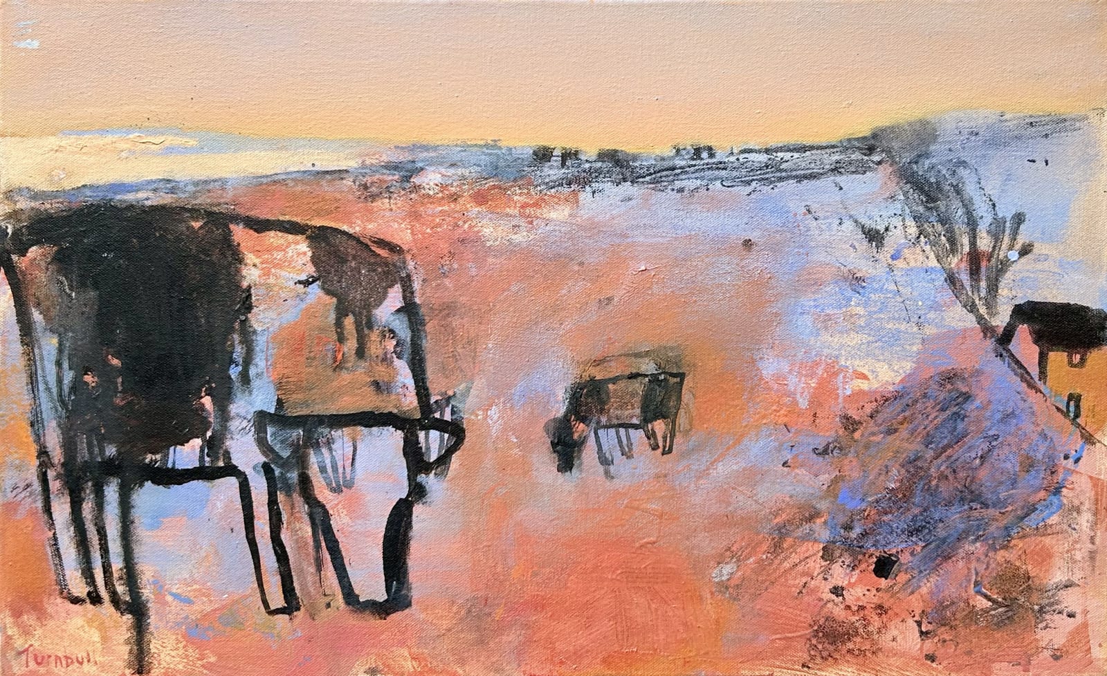 Elaine Turnbull, Cow Field in an Apricot Dusk