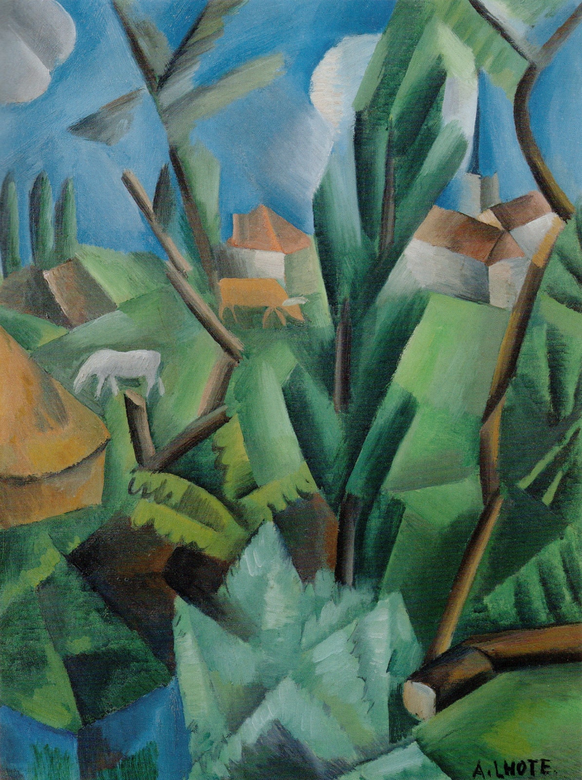 ANDRÉ LHOTE 1885-1962 Paysage au Cheval blanc 1912 Oil on canvas Signed lower right 61 × 46 cm PROVENANCE Larry Aldrich collection, USA, Parke-Bernet, October 30, 1963, no. 34; Private collection. EXHIBITED American Federation of the Arts travelling exhibition, 1960-62; Minneapolis Institute of Arts; Museum of St. Louis and Albany Institute of History and Art, exhibit no. 29. LITERATURE London, Whitford Fine Art, Cubism and Neo-Classicism: Paris 1910-1950, 2004.