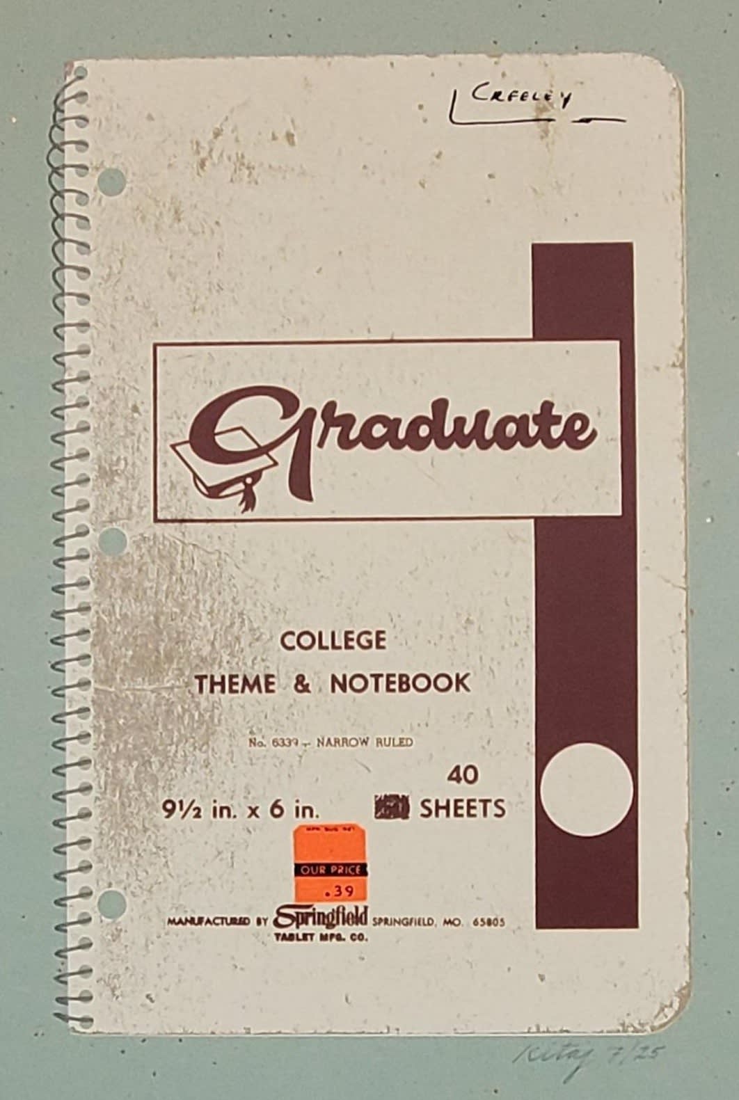 R. B. Kitaj, Graduate Notebook, Creeley, 1975