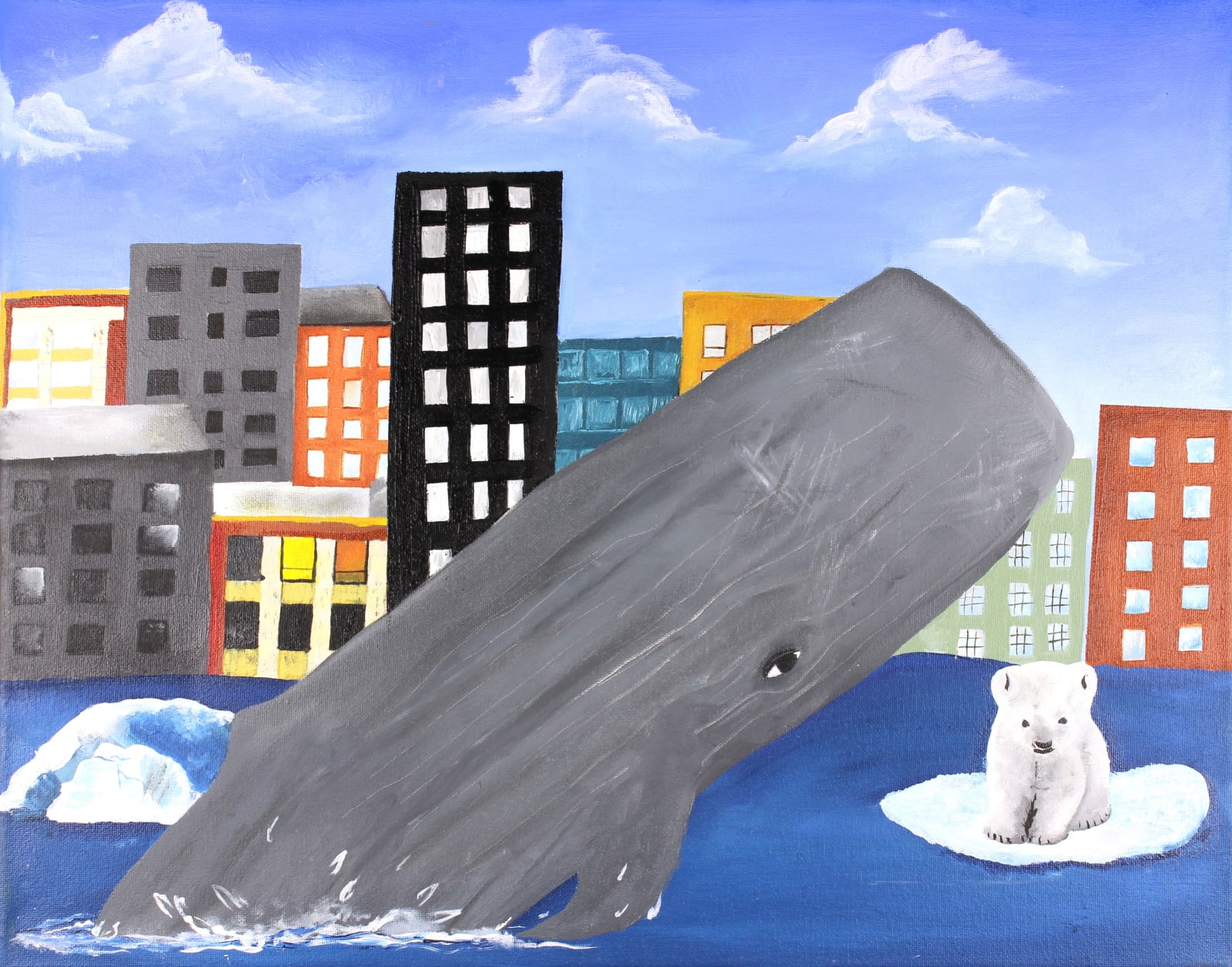 Middle School Honorable Mention $50 TUYEN BIEN (TENNYSON MIDDLE SCHOOL) FLOODED CITY [100] Oil on canvas