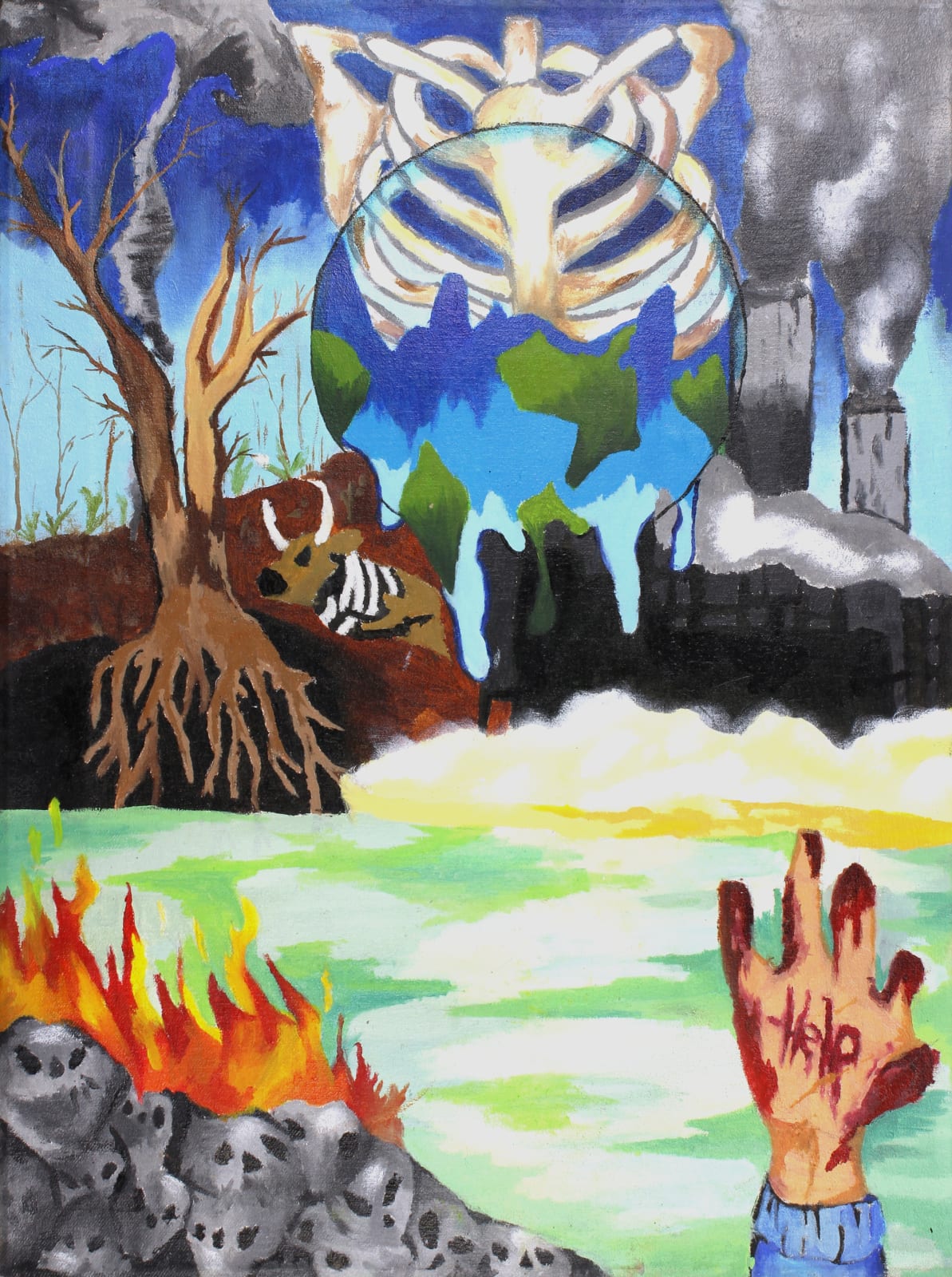 Middle School 3rd Place $100 MATTHEW ANSBACK (TENNYSON MIDDLE SCHOOL) LOOK WHAT YOU'VE DONE [74] Oil on canvas