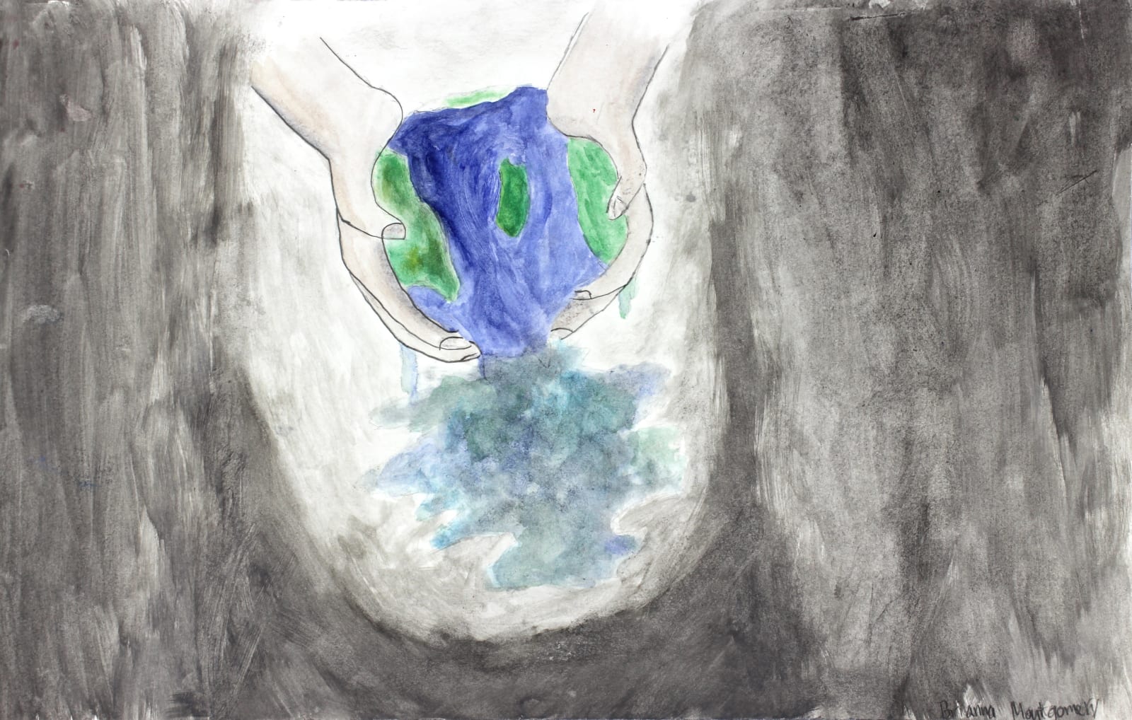 Middle School Honorable Mention $50 BRIANNA MONTGOMERY (TENNYSON MIDDLE SCHOOL) MELTING EARTH [20] Tempra paint on paper