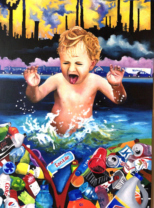 2ND Annual (2018) Climate Crisis Art Exhibit PEOPLE’S CHOICE AWARD Shawn Knuckles Sins of the Father Oil on canvas