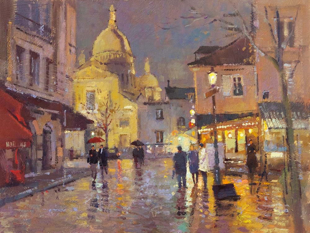 Night time in The Place du Tertre, Paris
