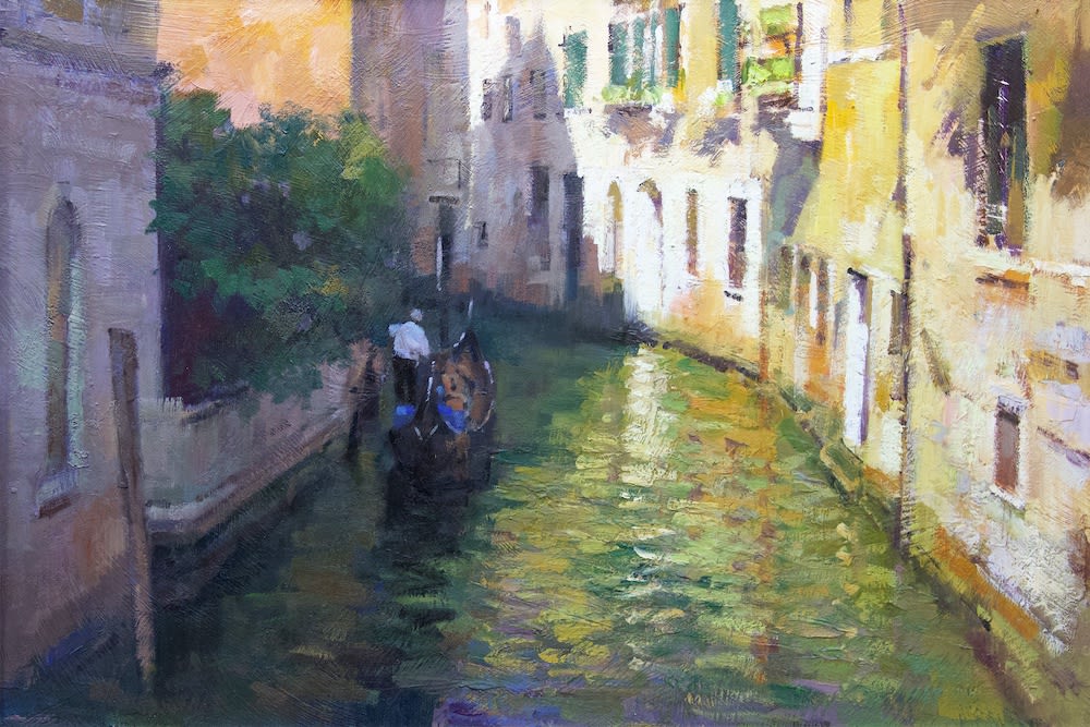 Gondola on a side canal, Venice