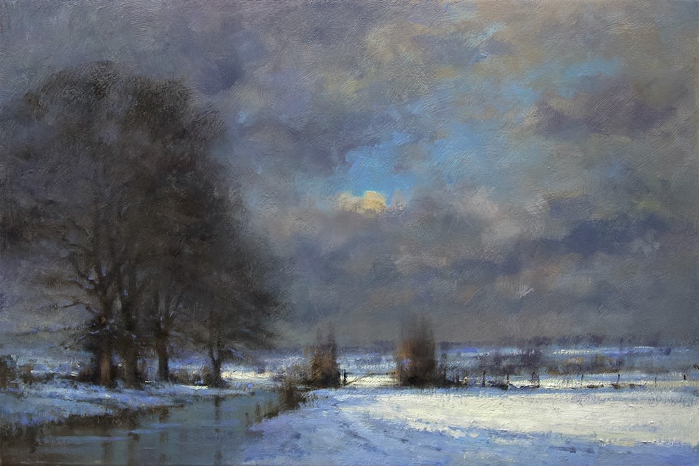 Snow on the Stour near Canterbury