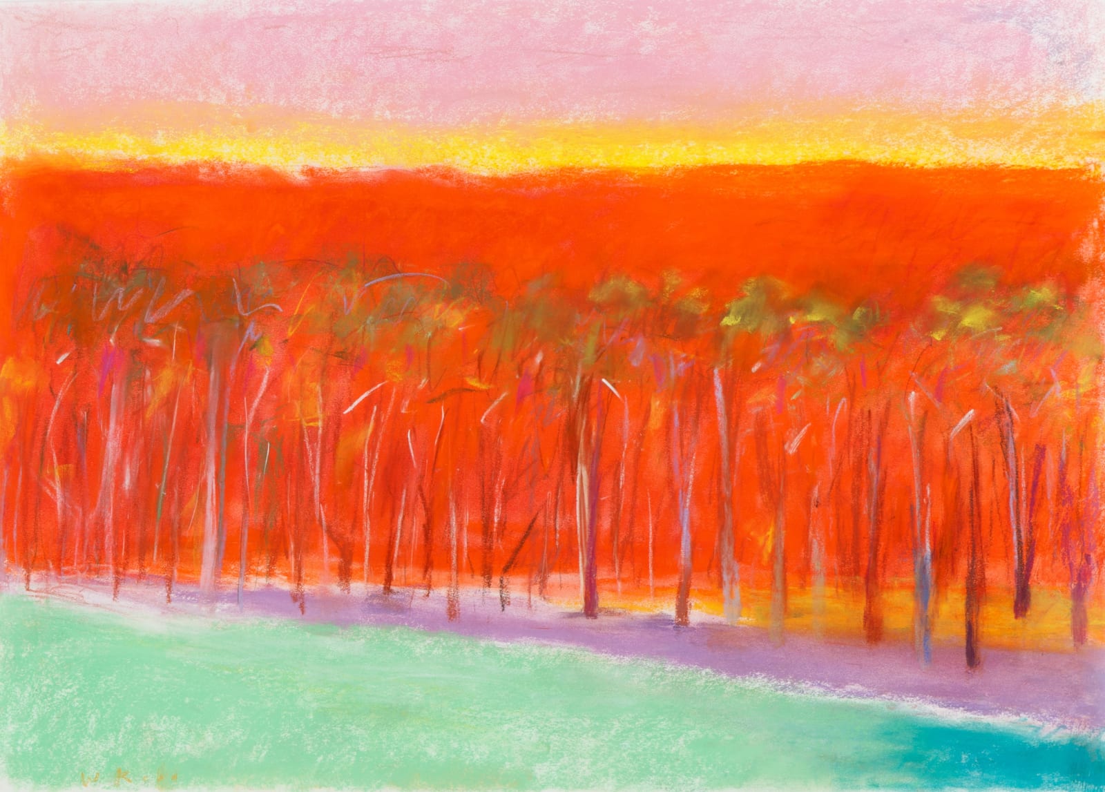 Wolf Kahn, Bright Red Tree Screen, c. 1990s