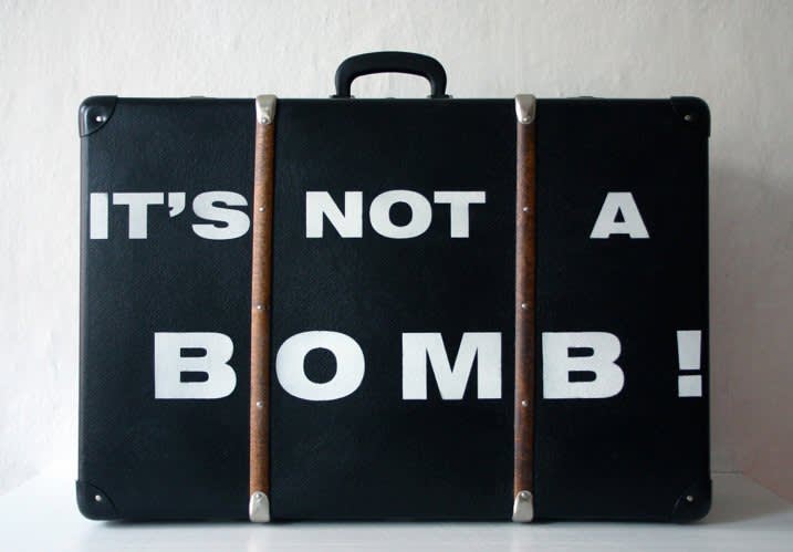 IT’S NOT A BOMB suitcase 20″ x 28″ x 8″ unique