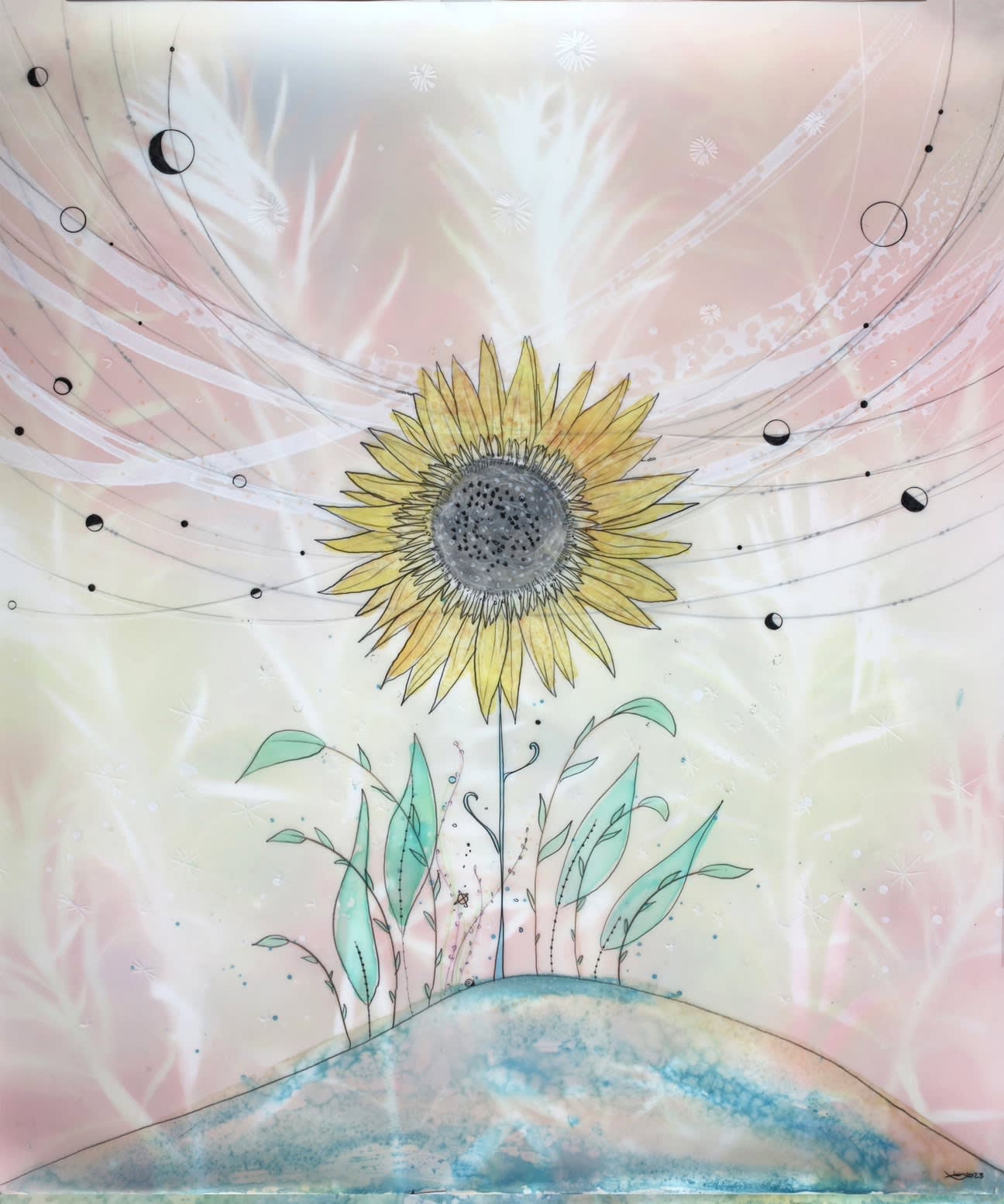 Christine Nguyen, Cosmic Sunflower Orbits Light, 2023