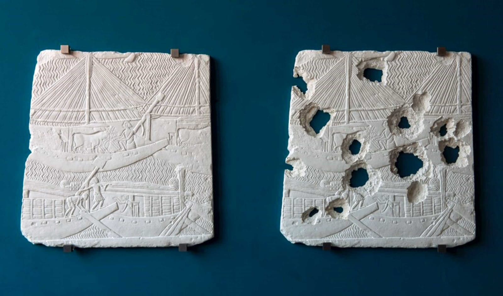 Piers Secunda, ISIS Bullet Hole Painting (Assyrian Boats), 2016