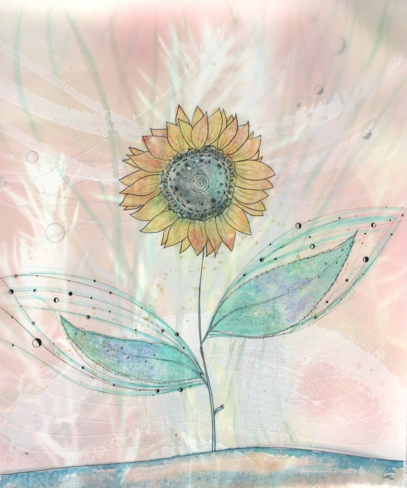 Christine Nguyen, Cosmic Sunflower Planets Light, 2023