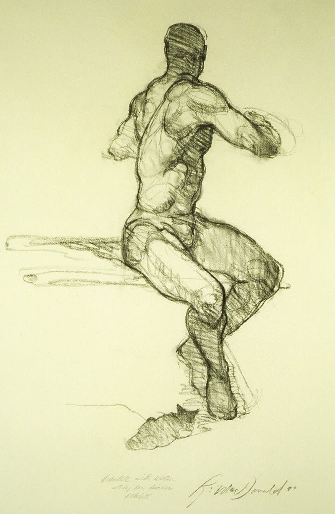 Richard MacDonald, Athlete with Kitten, Archival Print
