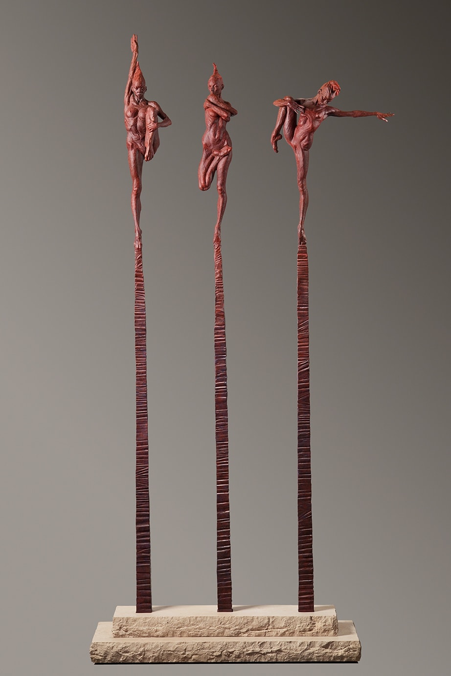 Richard MacDonald, Contemporary Nude Spire Column Suite I, II, III, Red, 2015