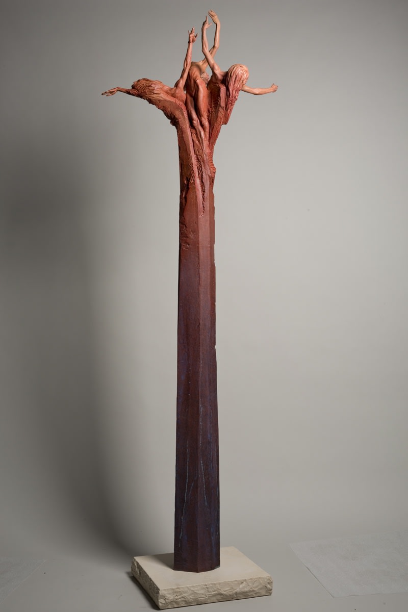 Richard MacDonald, Three Graces, Column, Half life, Red, 2015