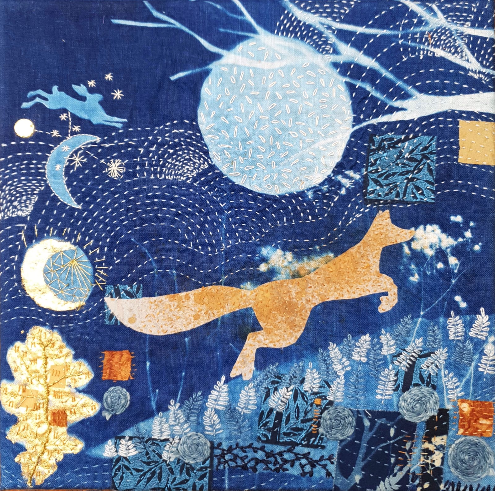 buy textile art rachael jane macdonald alchemist gallrey dingwall local textile artist original textile art embroidery dyeing stitch stars be my guide scottish textile artist highlands