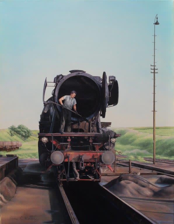 Fiona Kearney, Smokebox Cleaning at Crailsheim, 1968