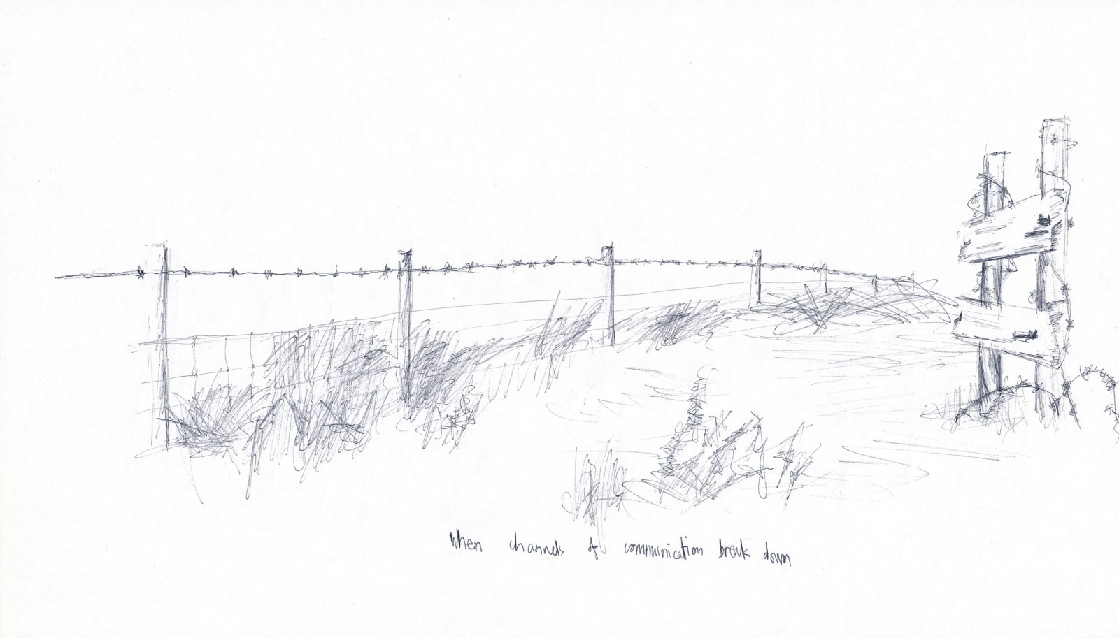 Thom Yorke, barbed wire fence, 2000