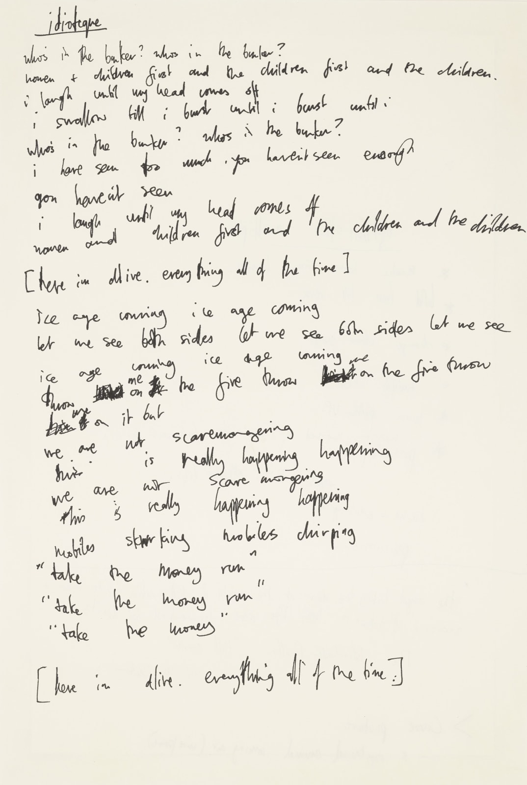Thom Yorke, lyrics for idioteque, 1999