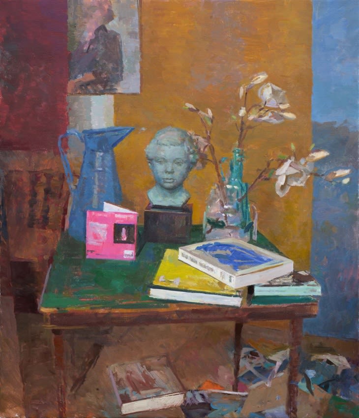 Still Life with Blue Vase and Cyclamen by Alex Fowler