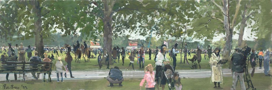 The Queen's Funeral, The Screens, Hyde Park by Peter Brown