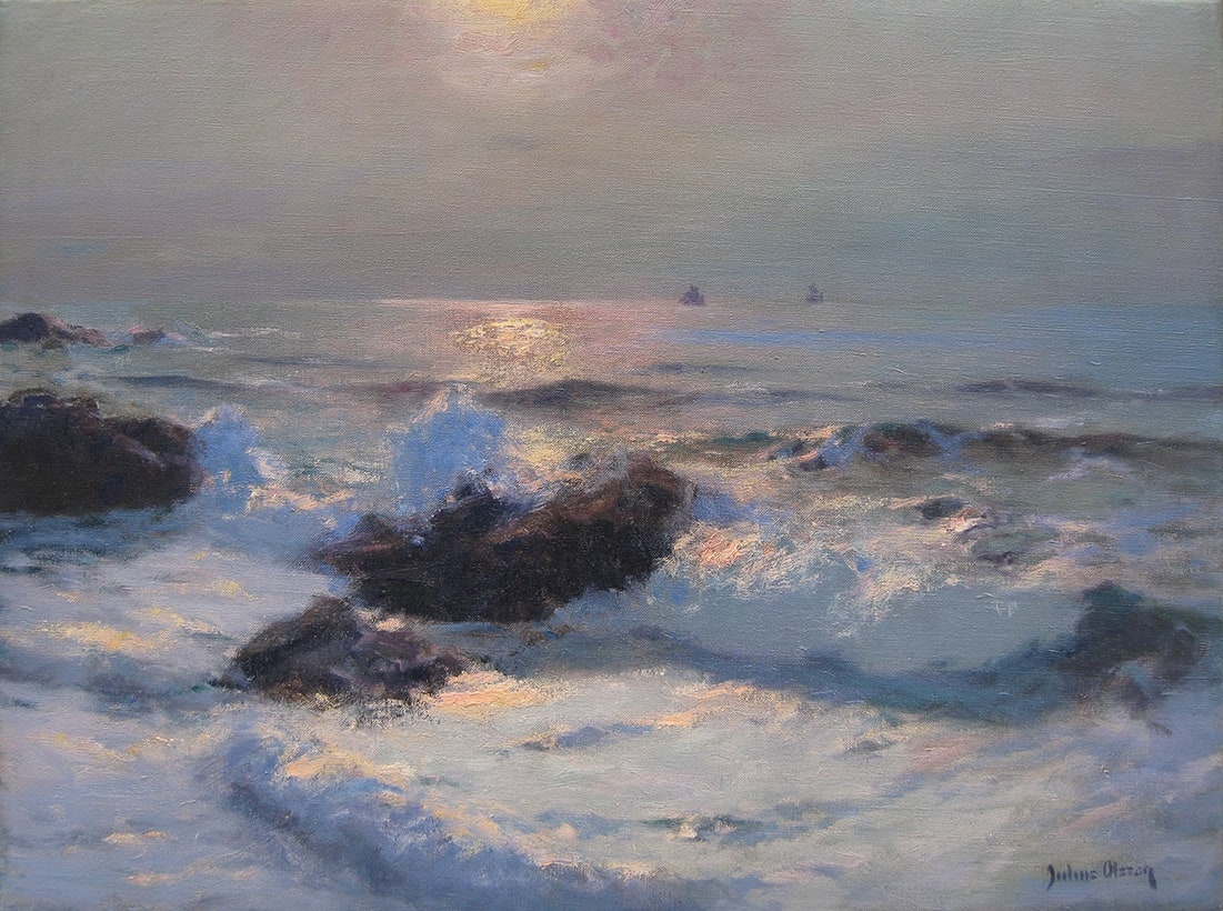 Julius Olsson, The coast in the moonlight