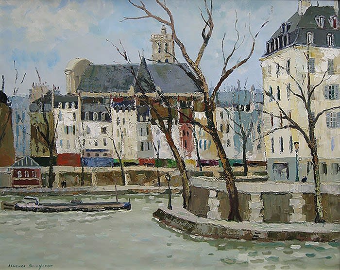 Jacques Bouyssou, Paris, l’église et les quais (Île Saint-Louis), 1969
