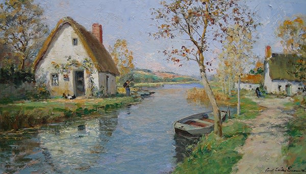 Paul Emile Lecomte, Fishing at Riverside