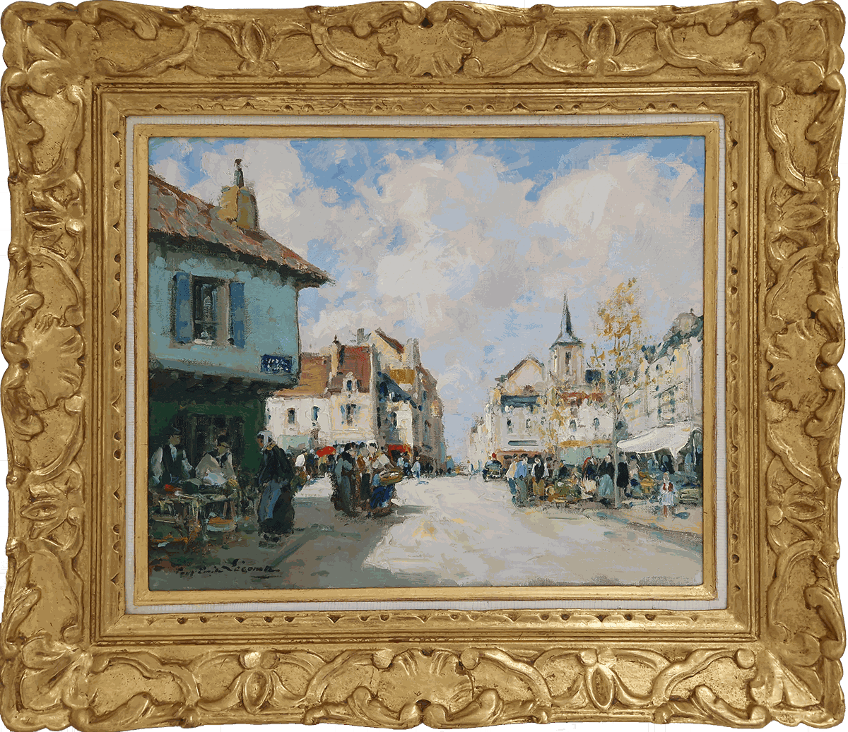 Paul Emile Lecomte, Rue animée, un jour de marché