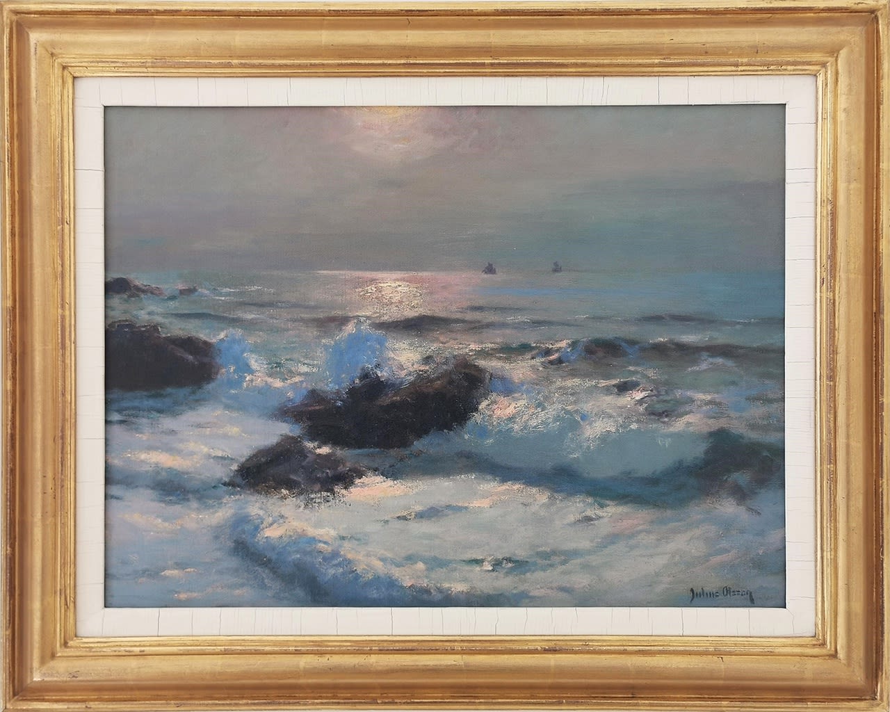 Julius Olsson, The coast in the moonlight